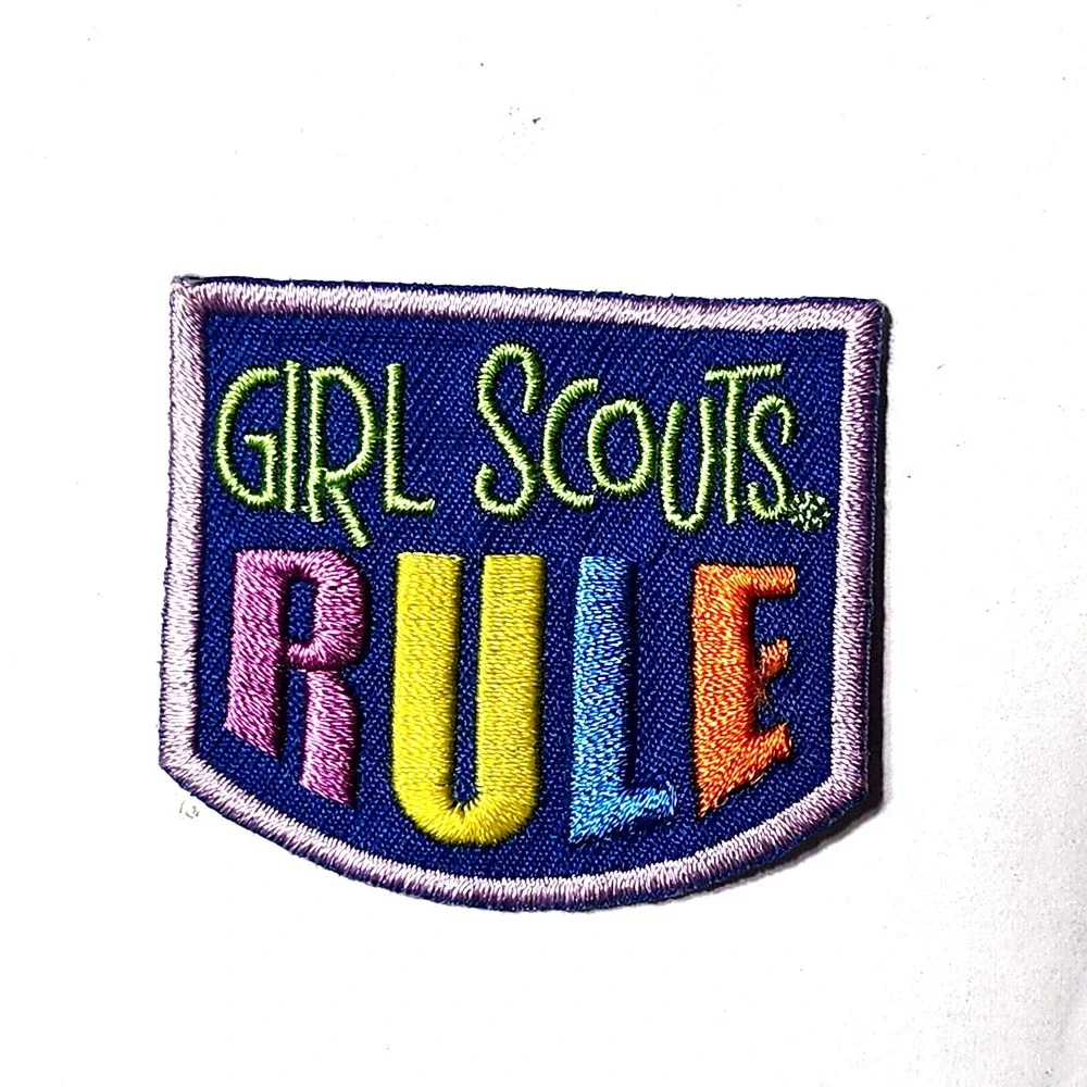 Girl Scouts Rule Patch Rainbow Colors Embroidered Shield Shape 2 Inch